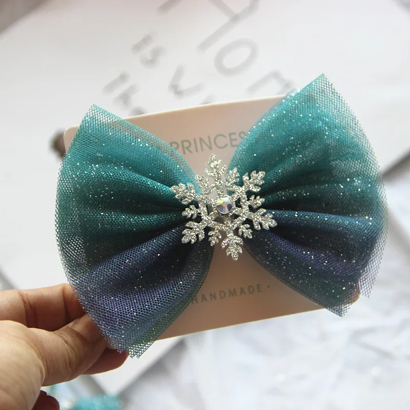 New Girls Fantasy Rainbow Big Bow Christmas Snowflake Crown Clips Princess Headband Hairpins Barrettes Kids Hair Accessories