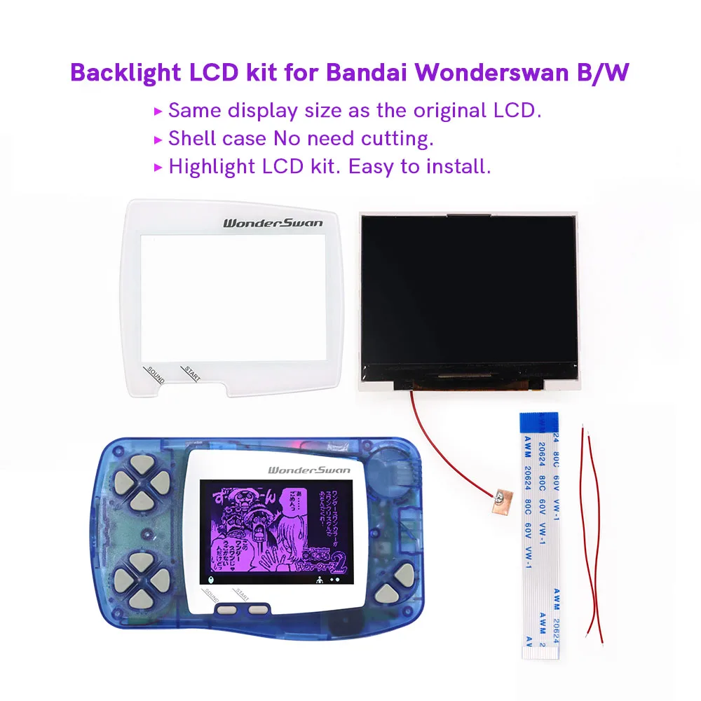 Wonderswan Game Console Luz de Fundo Brilho Tela Lcd Kit Apto para Bandai ws