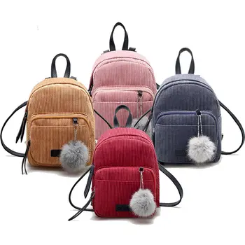 

Fashion Women Corduroy Backpack Shoulder Bag Travel School Bag Rucksack Mini Bag