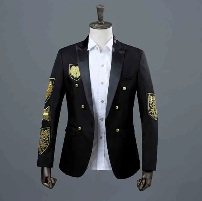 Black set Модная мужская куртка пальто красный черный двубортный приталенный костюм мужской карнавальный костюм вечерние платья для мужчин размера плюс 2XL - Цвет: Black set