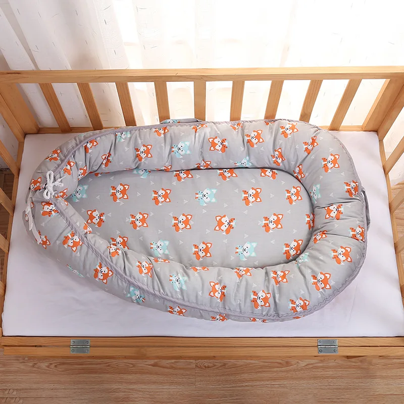 

Newborn Baby Nest Bed 80*45cm Portable Crib Travel Bed Filled in Cotton Comfortable Fabric Baby Bed for Boys and Girls