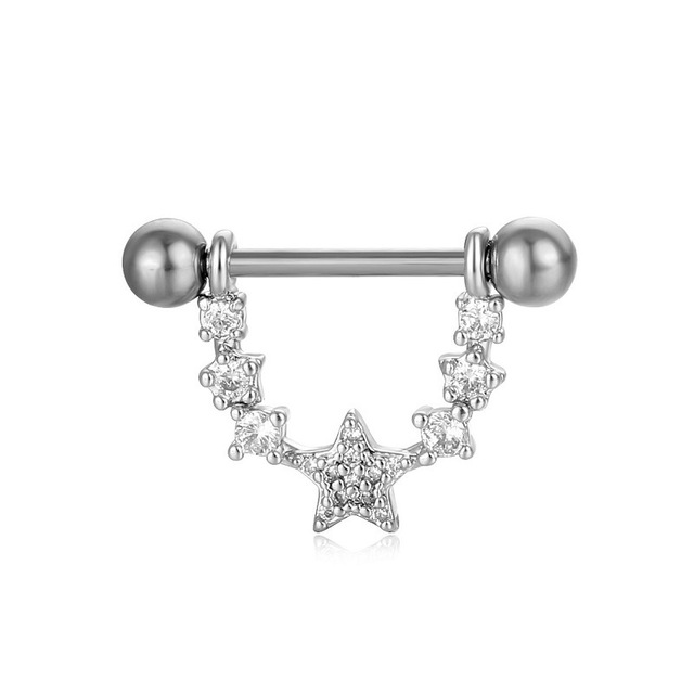 14G Nipple Piercing Ring Jewelry Flower Nipple Crystal Ring Star Rosegold Piercing Ring Monn Pircing Horns Zircon Nipple