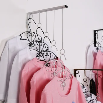 

Hot Clothes Hanger Wall Mounted Garment Racks 5 Ring Hanger Clothing Organizers Clothing Display Stand K888