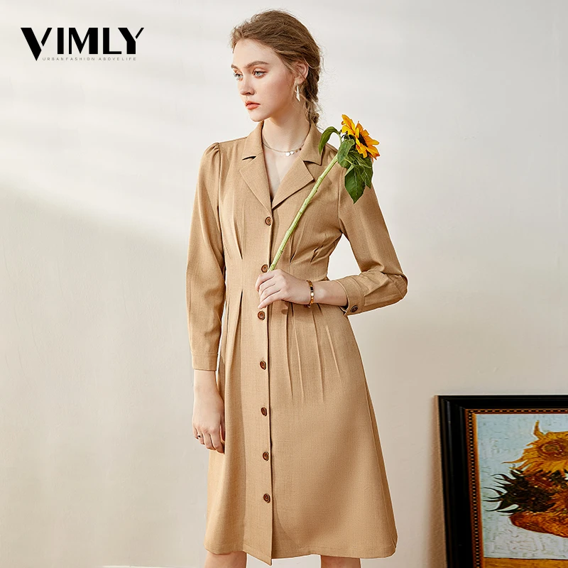 

Vimly Elegant Women office Dress Solid Ladies Blazer Dresses Spring Long Sleeve Chic Female Party Dress