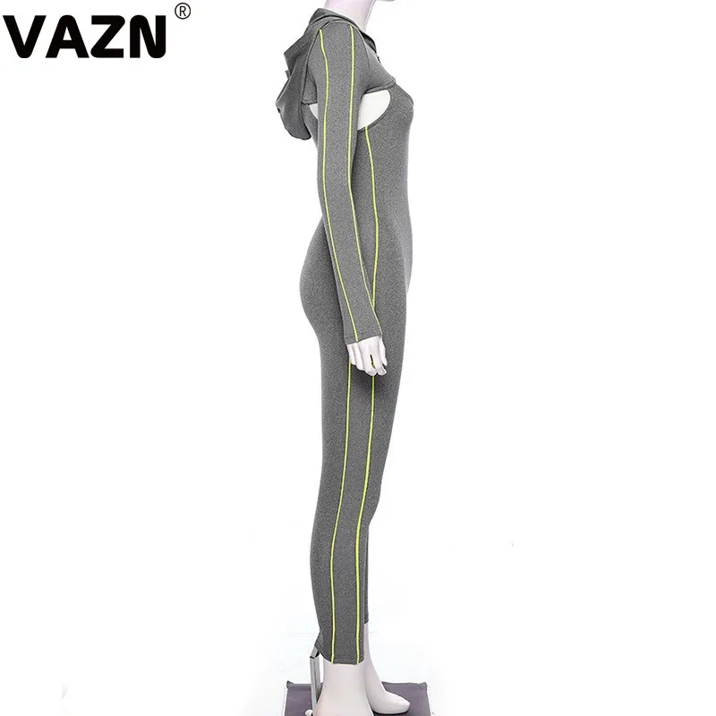 VAZN Spencil, новинка, хит, модный уличный комбинезон, Повседневный, бодикон, Круглый ворот, капюшон, сексуальные длинные штаны, тонкий длинный комбинезон