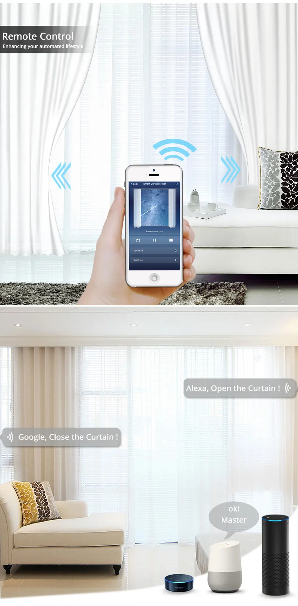 Wifi Умная автоматическая система управления занавесками умная жизнь моторизованный приложение Дистанционное Голосовое управление шторный мотор рельс