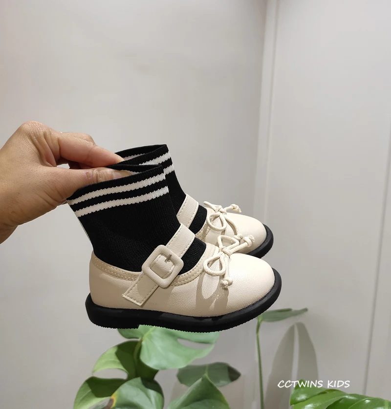 CCTWINS/детская обувь; коллекция года; зимние модные ботинки принцессы с бантом для девочек; детские носки; мягкая обувь для малышей; повседневные теплые ботиночки; FB1750