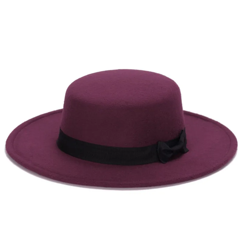 Осенне-зимняя дамская шляпа Федора из хлопка и полиэстера с бантом и регулируемым поясом, Шляпа Fedora для женщин, черная джазовая шляпа, шляпа-ведро - Цвет: HC003-98-F