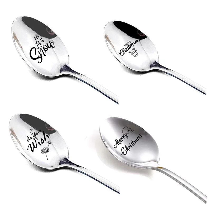 

1pc Metal Merry Christmas Spoons Xmas Party Gift Tableware Pendants Drop Ornaments Christmas Table Decoration for Home DF37