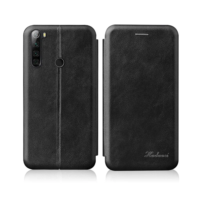 Для Xiaomi Redmi Note 8 T чехол Роскошный из искусственной кожи флип-чехол для Xiaomi Redmi Note 8 Note8 T чехлы для телефонов силикон Funda Coque Note8T - Цвет: black
