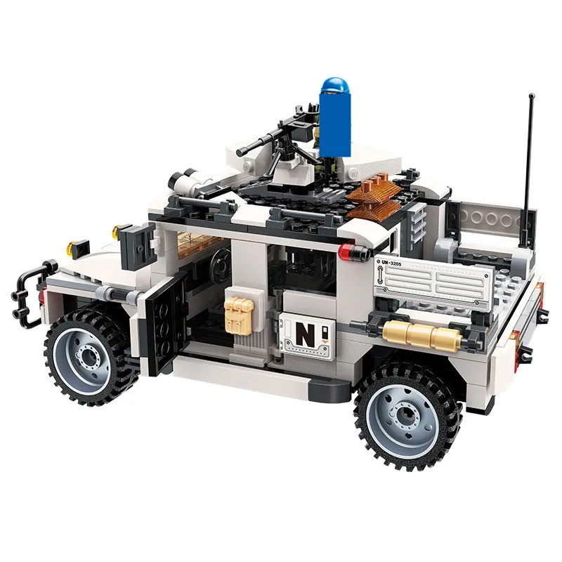 452 шт. Военная миссия по охране мира Тандер армейский Hummer Car Brinquedos Playmiobil