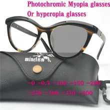 Солнцезащитные фотохромные очки для близорукости, оптические очки для кошек, студенческие очки для близорукости, очки с оправой, полуободок, FML