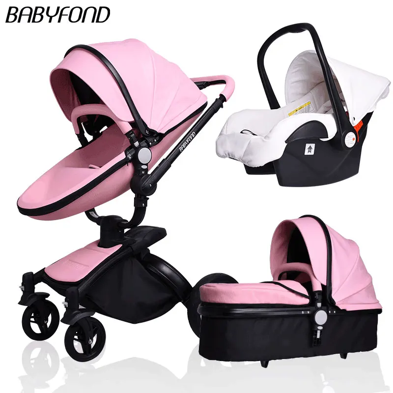 pink plus white Hotmom Высокая Ландшафтная «Три в одном» коляска, может применяться для сидения, складывается двумя способами, четыре колеса, с амортизаторами, детская коляска - Цвет: pink plus white