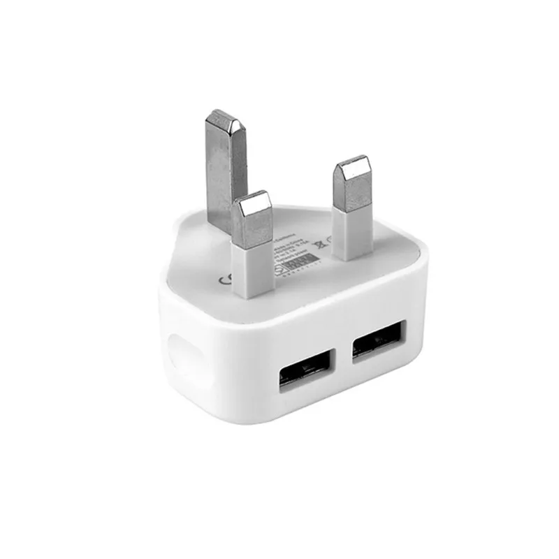 2 USB Port 3-контактный разъем для всех мобильных телефонов/планшетов, зарядное устройство с британской вилкой, белый, 3 порта, USB, зарядное устройство для путешествий, сетевой адаптер переменного тока - Тип штекера: 2 USB Port
