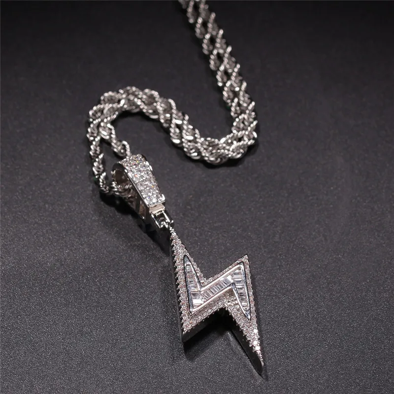 Iced Out подвеска с молнией ожерелье Новое поступление AAA квадратной формы с цирконом мужские Подвески ожерелье Мода хип хоп ювелирные изделия