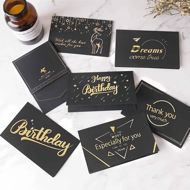 

Black Hot Stamping Gold Cards Wedding Birthday Christmas Thanksgiving Festival Thank You Card Business Greeting Card Invitation