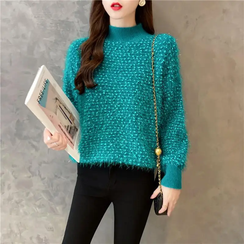 Ladies Sweaters 2022 Autumn Winter New Knitted Sweater Female Pullover  Loose Tops Fashion Warm Large Size Sweater Women Top turtleneck sweater