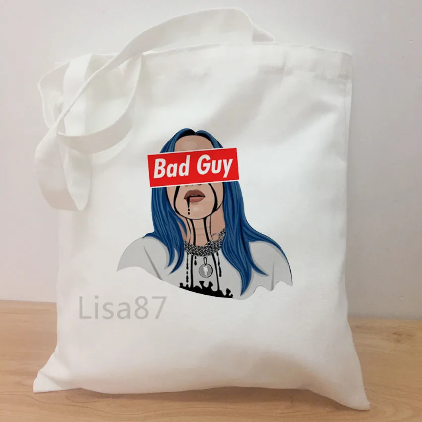 Bad Guy Billie Eilish женская сумка на плечо Повседневная парусиновая когда мы все засыпаем куда мы идём напечатанная Сумка-тоут сумка для покупок