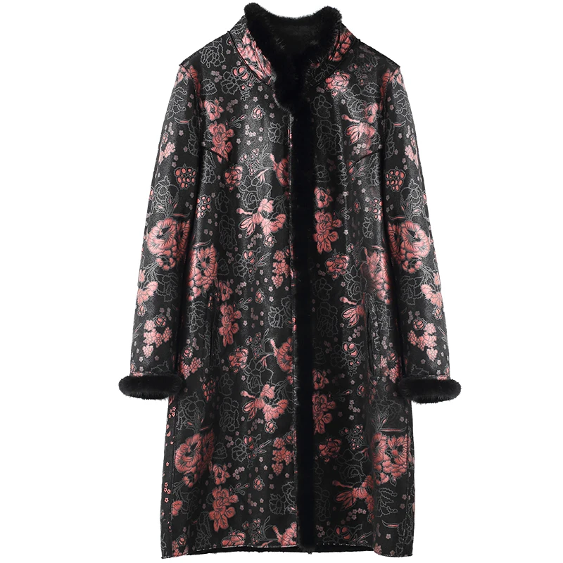 Пальто из натурального меха Женская длинная винтажная куртка для стрижки овец