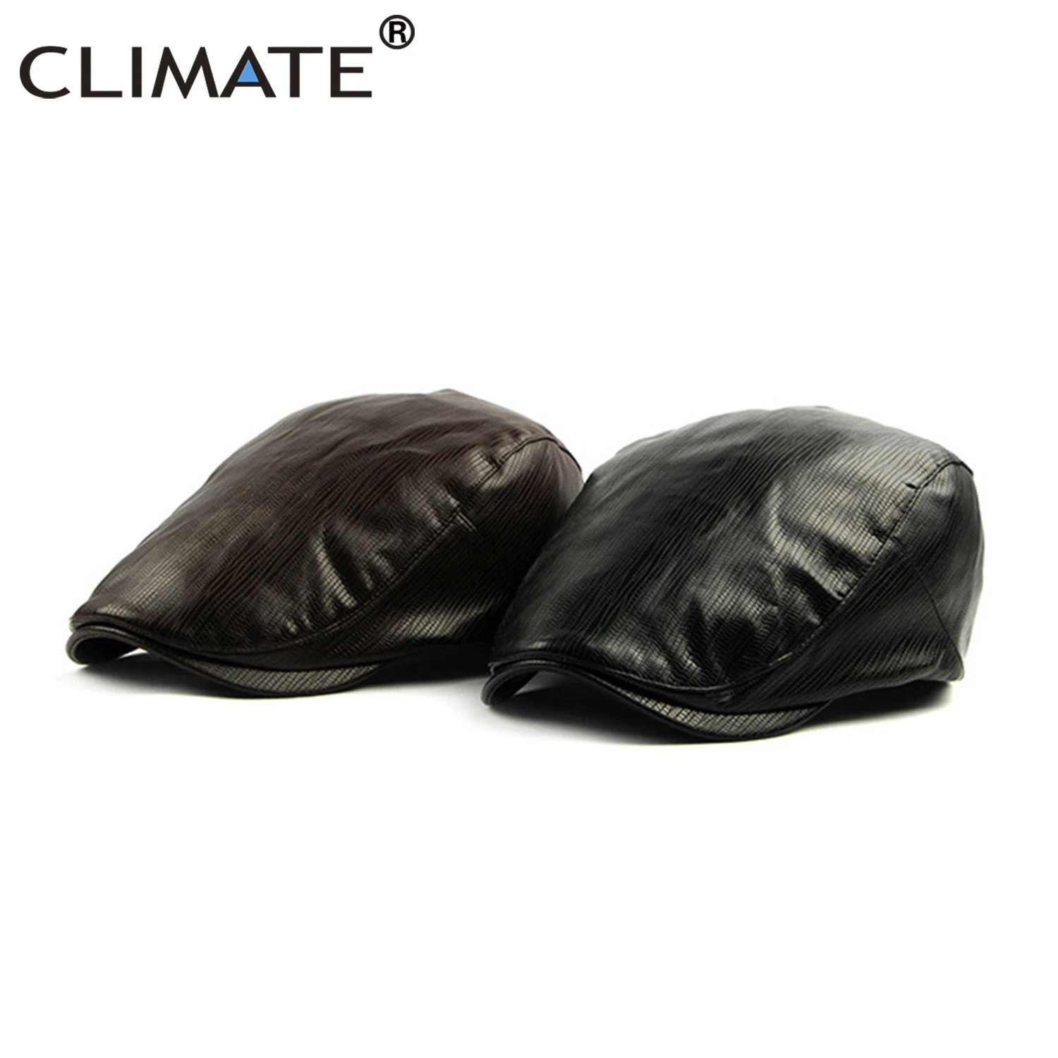 men's black beret hat CLIMATE Men Beret Cap PU Leather Hat Gentleman Solid PU Hat Blank Black Caps Hat Casual Snake Man Flat Cap Caps Berets for Men mens black leather beret