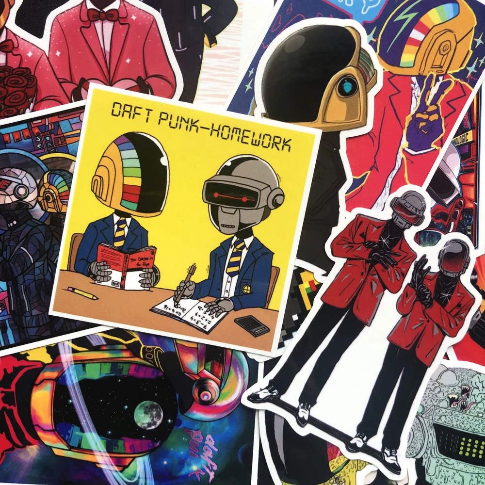Cartoon Stickers 22Pcs Daft Punk Chibi Cartoon Pvc Waterproof Kids Stationery Toy Stickers Laptop Luggage Skateboard Guitar Bike