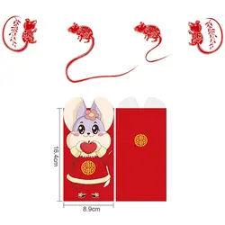 6 шт./упак. китайский Фортуна крыса год красный конверт с милым рисунком героев мультфильмов; Детские Новый год красного цвета с карманами