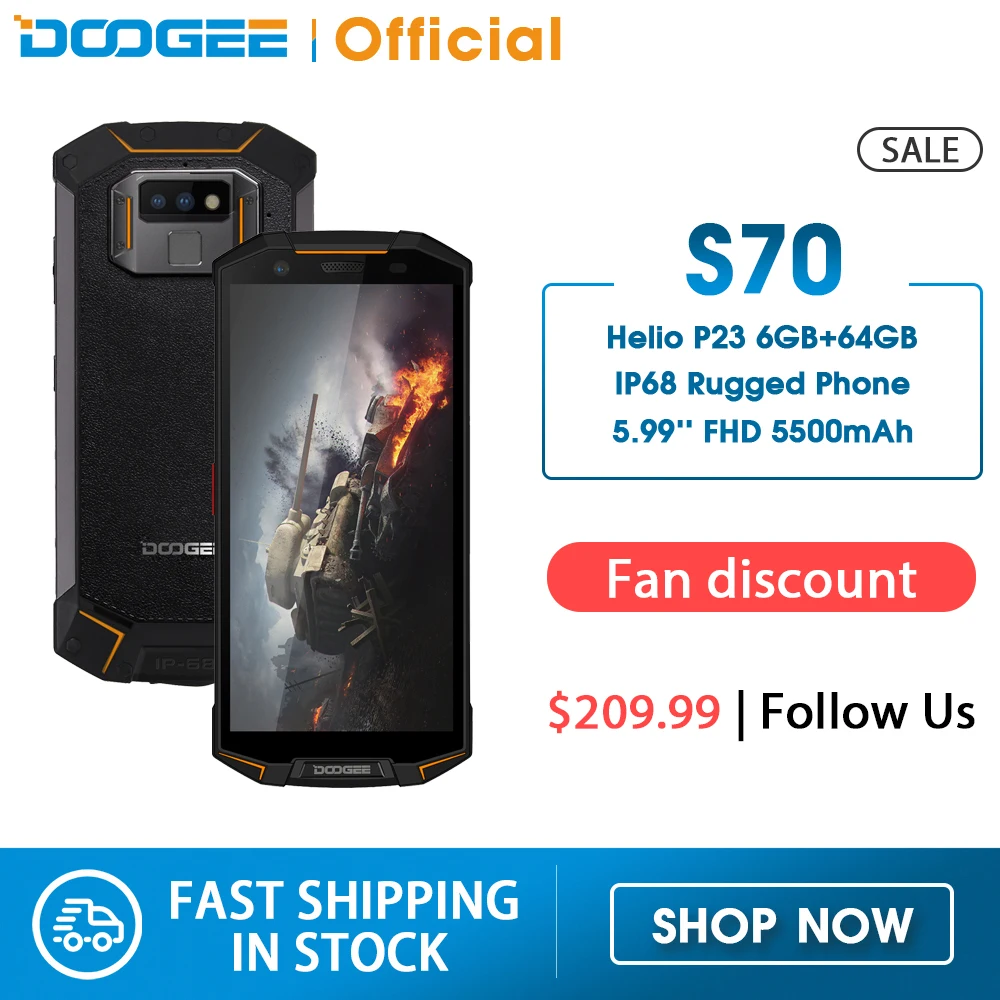 DOOGEE S70 Game Phone IP68/IP69K Waterproof Wireless Charge NFC 5500mAh 12V2A Quick Charge 5.99 FHD Helio P23 Octa Core 6GB 64GB|Cellphones| - AliExpress