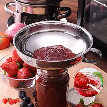 

Stainless Steel Wide Mouth Canning Funnel Oil Leak Salad Dressing Funnel Thick Wine Water Filling Filter Kitchen Cooking Tool