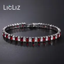 LicLiz новые модные теннисные браслеты с красным цирконием и кристаллами для женщин, цветные, фианиты, белое золото, цветная цепочка, ювелирные изделия LUB0181F