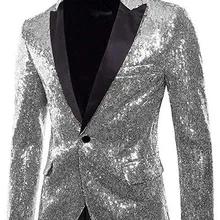 Серый с блестящими пайетками; украшенный Блейзер Для мужчин куртка заостренный лацкан блеск Для мужчин блейзер для ночного клуба хост сцена для свадебной вечеринки певцов пальто