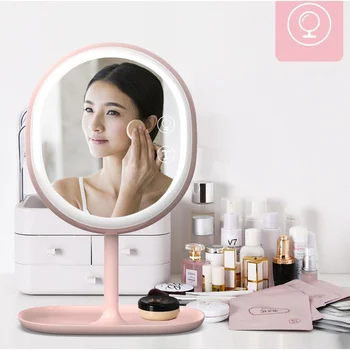 

LED Makeup Mirror Three-Color Light Rechargeable Style With Lamp Makeup Light Mirror Folding Portable Desktop Mirror