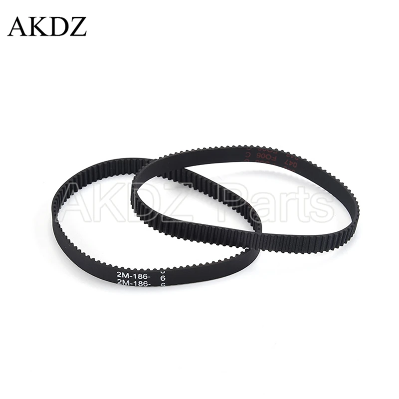 2MGT 2M 2GT Synchronous Timing belt Pitch length 186 width 6mm/9mm Teeth 93 Rubber closed