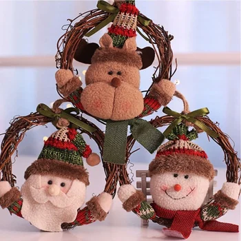 

Dried Rattan Artificial Garland Christmas Xmas Front door Ring Rattan DIY Handmade Door Pendant Garland Hanging floral wreath