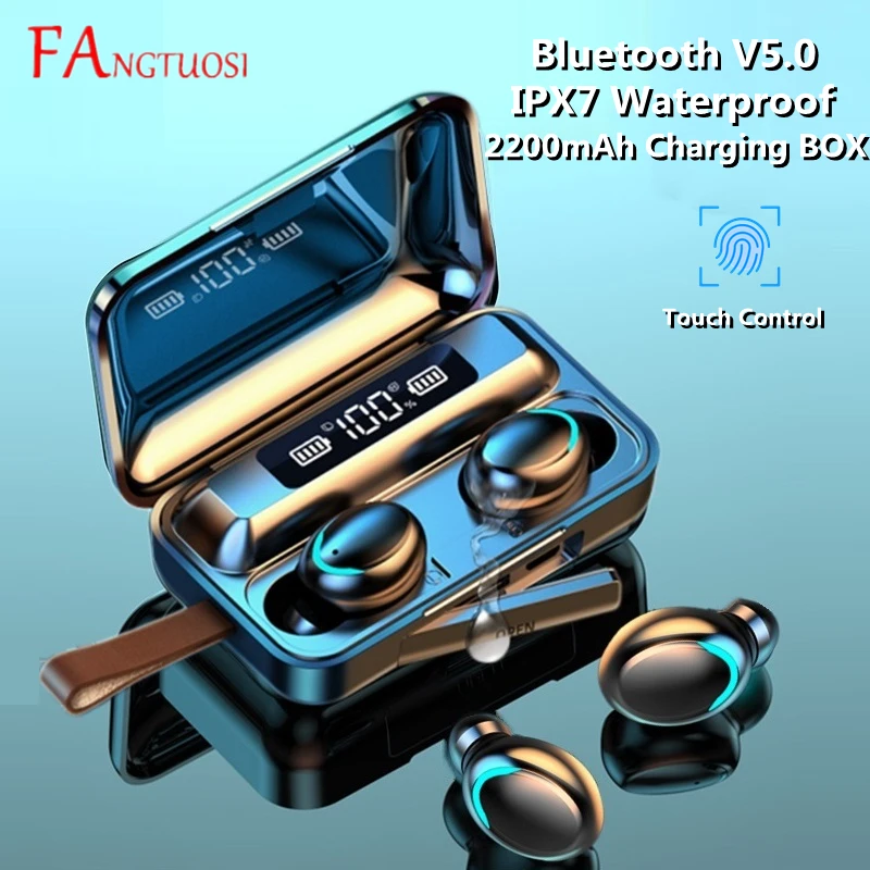 09 9D TWS Bluetooth 5.0 Earphones 2200mAh Charging Box Wireless Headphone Stereo Sports Waterproof Earbuds Headsets With Mic swimming headphones