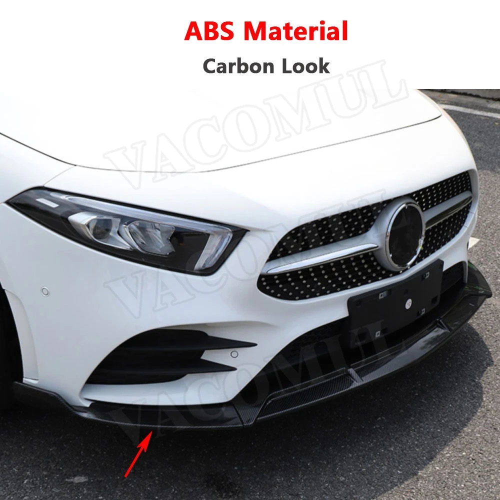 Carbon Look Класс передний бампер спойлер для Mercedes-Benz A класс W177 спортивные A45 AMG 3 шт./компл. ABS насадка для бампер фартуки - Цвет: Carbon Look