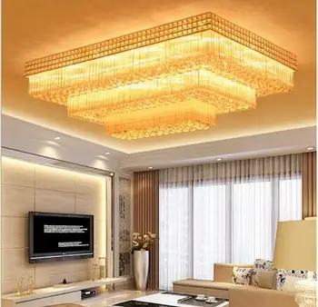 

Living room crystal lamp led ceiling lamp rectangular atmospheric lamp European style hall lamp remote control villa living room