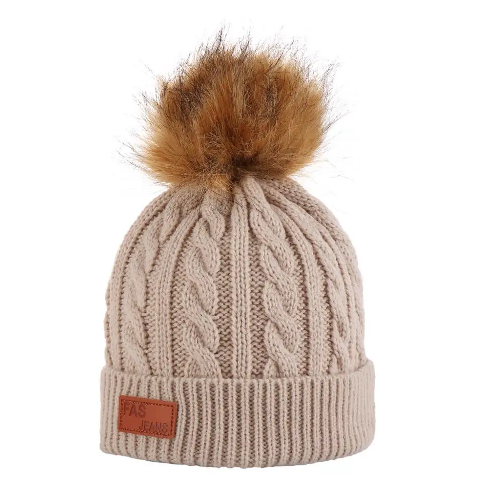 Детская шерстяная шапка с помпонами в европейском и американском стиле на осень и зиму плюшевая утолщенная наружная теплая шляпа