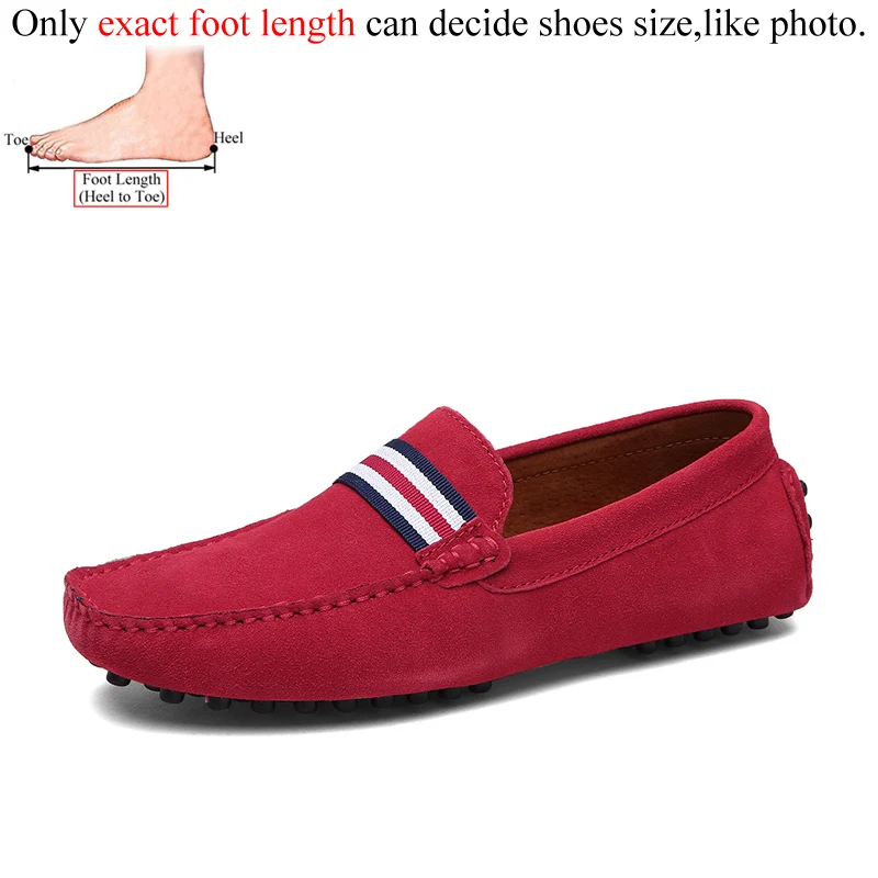 Red Мужские кожаные лоферы; mocassin homme Mocasines Hombre; мокасины-лодочки; обувь для вождения; замшевые лоферы для мужчин; mokazyny Mocassim Masculino - Цвет: Red