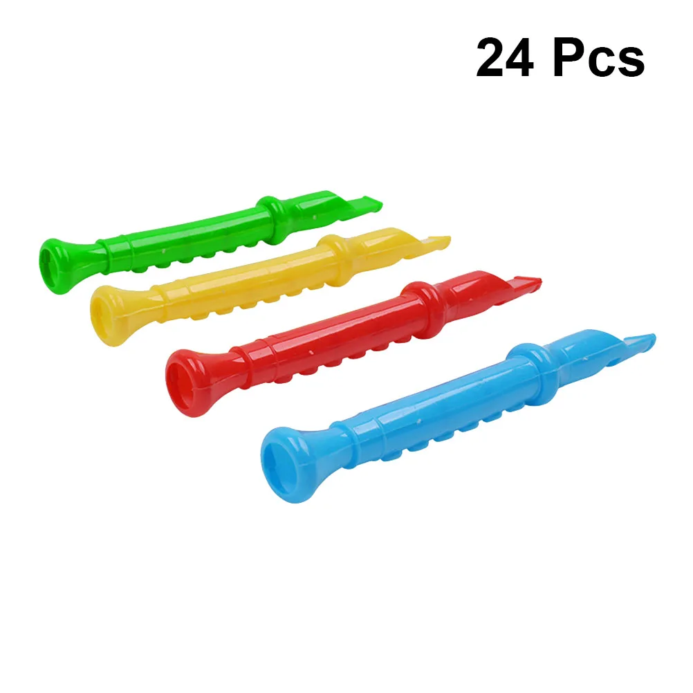 24pcs Whistles Musical Durable Beautiful Colorful Whistles Instrument Sounds Toy for Toddler Party Favors Christmas Gift