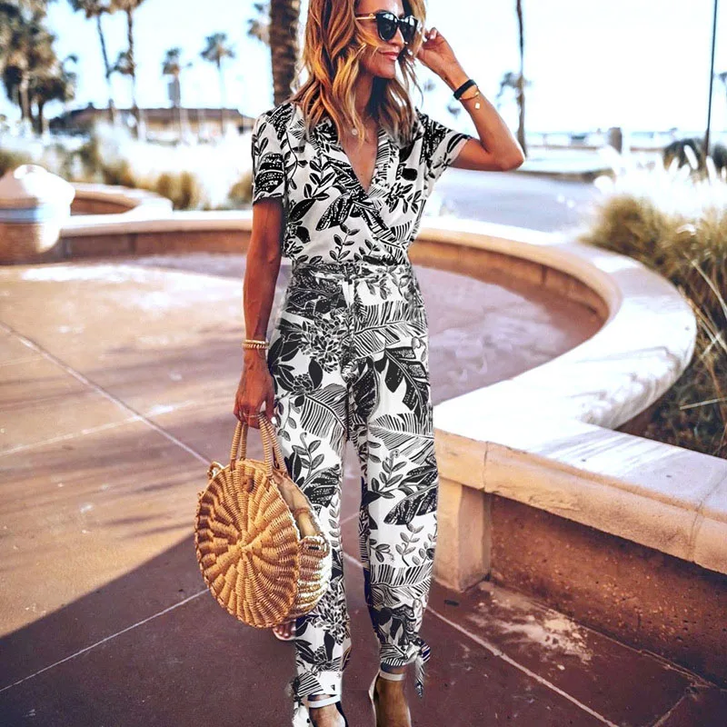 Sexy short Sleeve long rompers womens jumpsuit summer woman bodysuit trousers beach floral pants coveralls playsuit female frock Sexy short Sleeve long rompers womens jumpsuit summer woman bodysuit trousers beach floral pants coveralls playsuit female frock