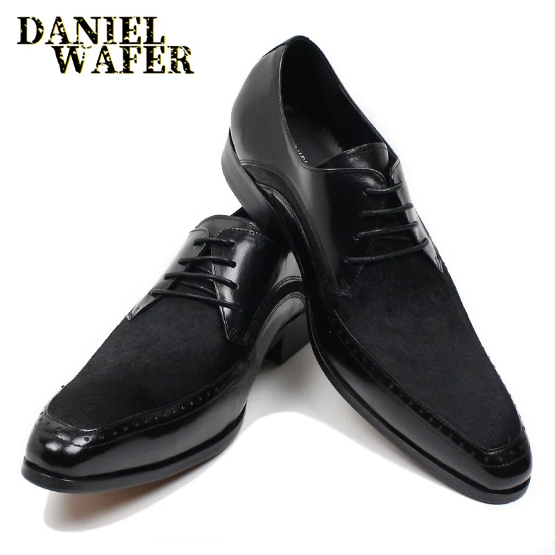 

LUXURY BRAND MEN LEATHER SHOES LACE UP POINTED TOE OFFICE BUSINESS WEDDING PARTY BLACK SHOES HANDMAD DERBY OXFORD SHOES FOR MEN