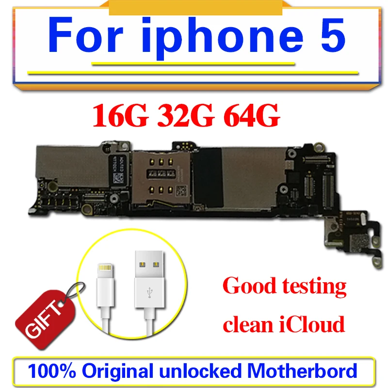 Заводская Разблокировка для iphone 5 5g материнская плата с полным чипом, Оригинальная для iphone 5 материнская плата, без iCloud 16 Гб/32 ГБ/64 ГБ