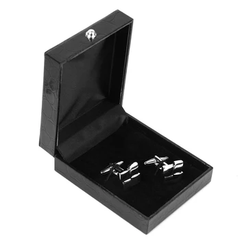

Black PU Leather Tie Clip Cufflinks Storage Gift Box Case Display Showcase