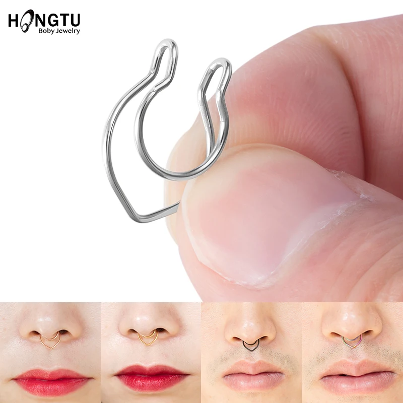 Nose Ring Without Piercing 1-6Pcs V-Shaped Fake Piercing Fake Nose
