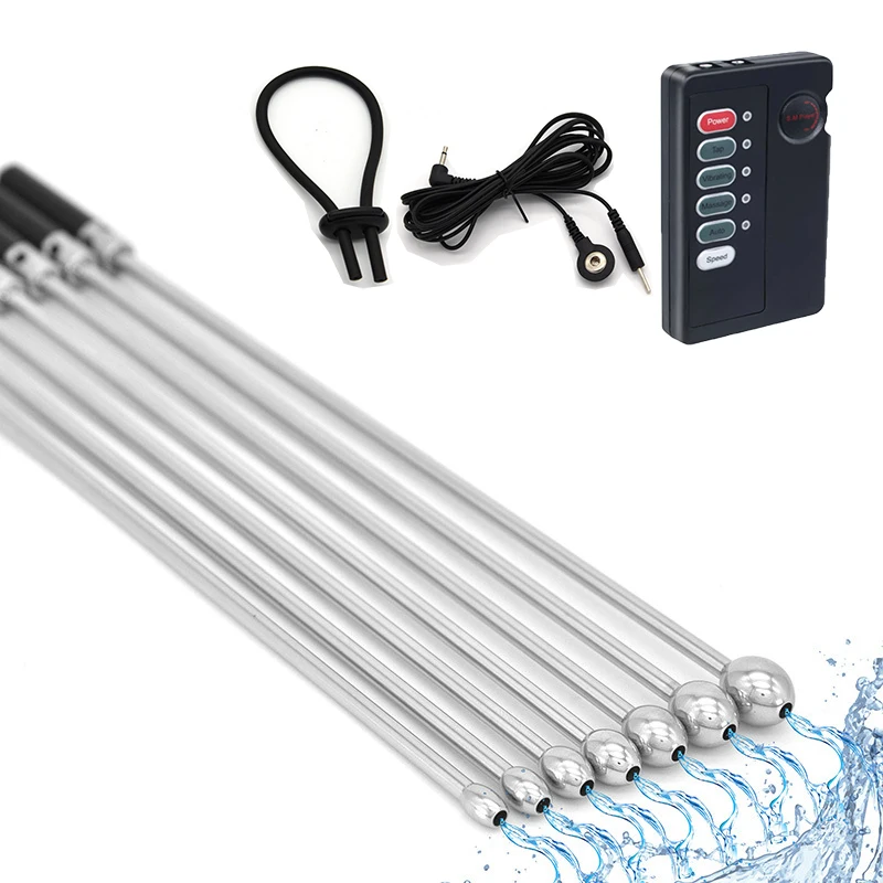 Electro Shock Male Urine Catheter Hollow Metal Penis Dilator Urethral Plug Electric Prostate Massager BDSM Sex Toys for Men