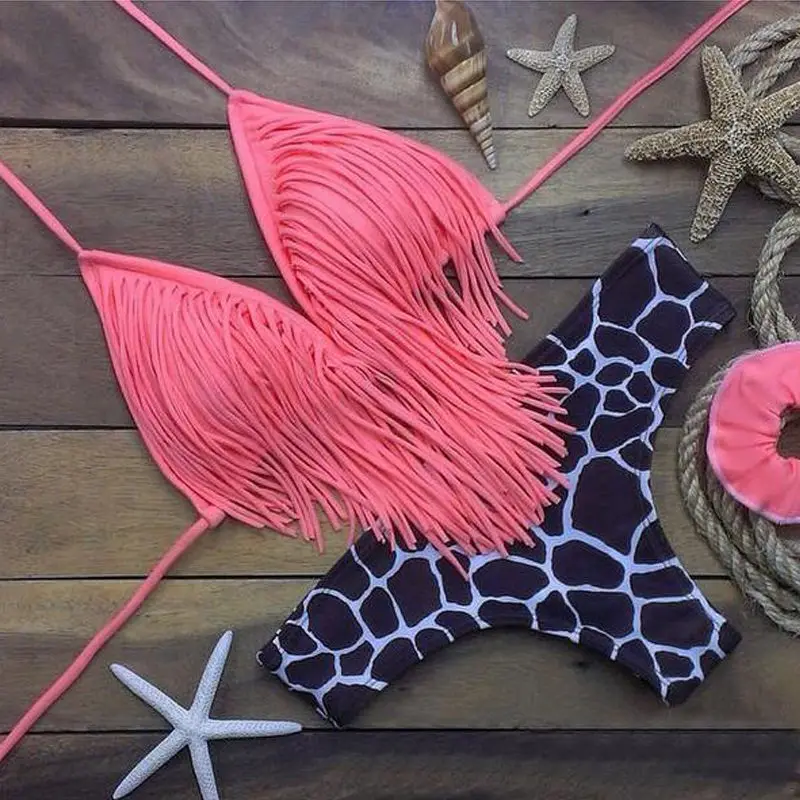 Hot Tassel Swimwear Bikini Set Women Swimsuit Bandeau Bikini Fringe Biquini Brazilian Bathing Suit Girls Swimwear biquine Swim