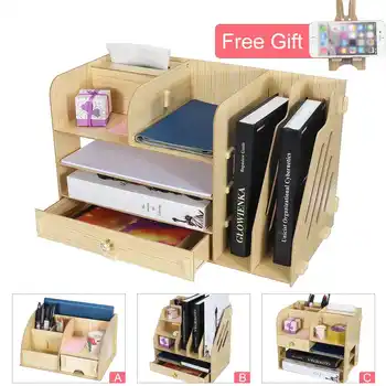 

Wooden Desk Organizer Desktop table File Organizer Holder Office School Home Use Document Multi-Layer Creative Letter Tray