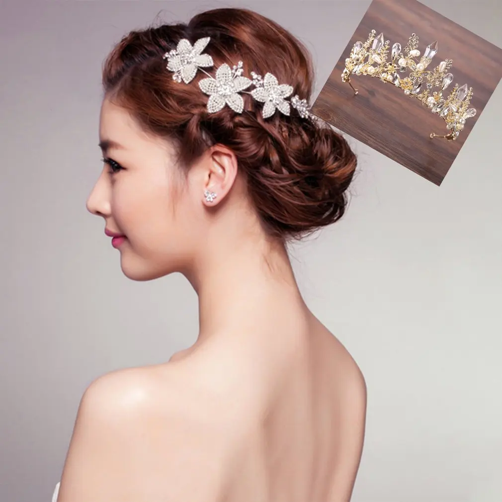 fashion bride headdress baroque golden crown bride princess