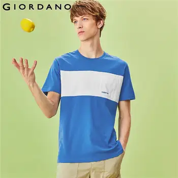 

Giordano Men Tshirts Contrast Patch Pocket Crewneck Tee Shirts Short Sleeve Breathable Camiseta Hombre 01020383