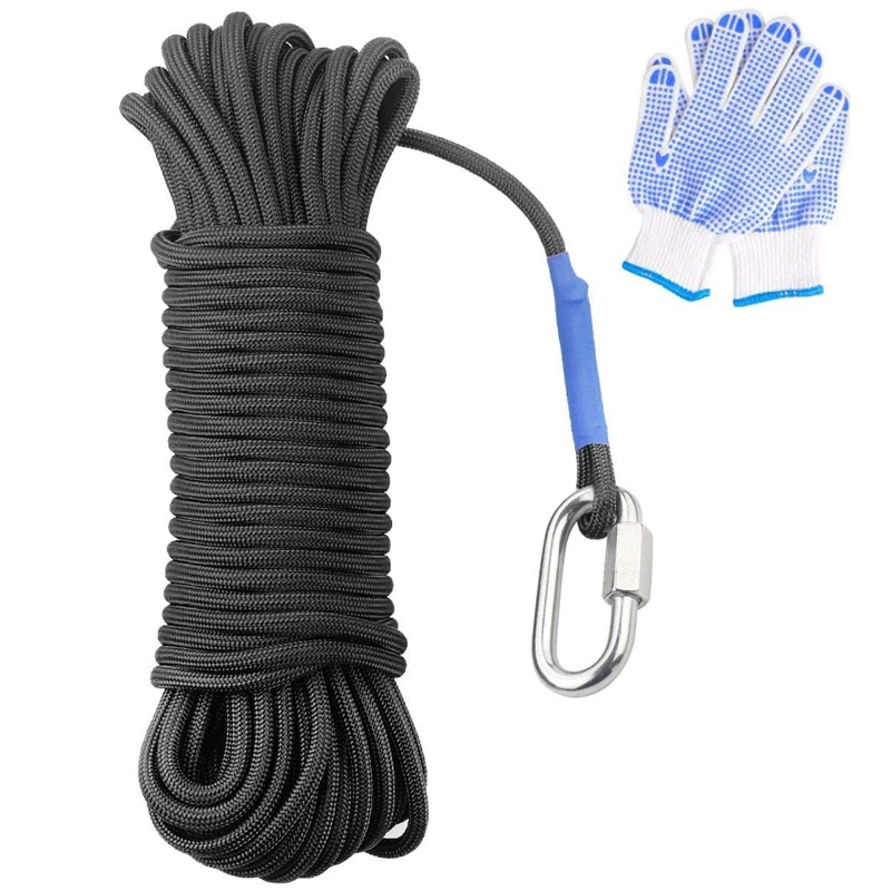 Fishing Magnet Rope 20 Meters, Heavy Rope with Safe Lock,All Purpose Nylon High Strengte Cord Safe Rope- 65 Feet, Diameter 6Mm